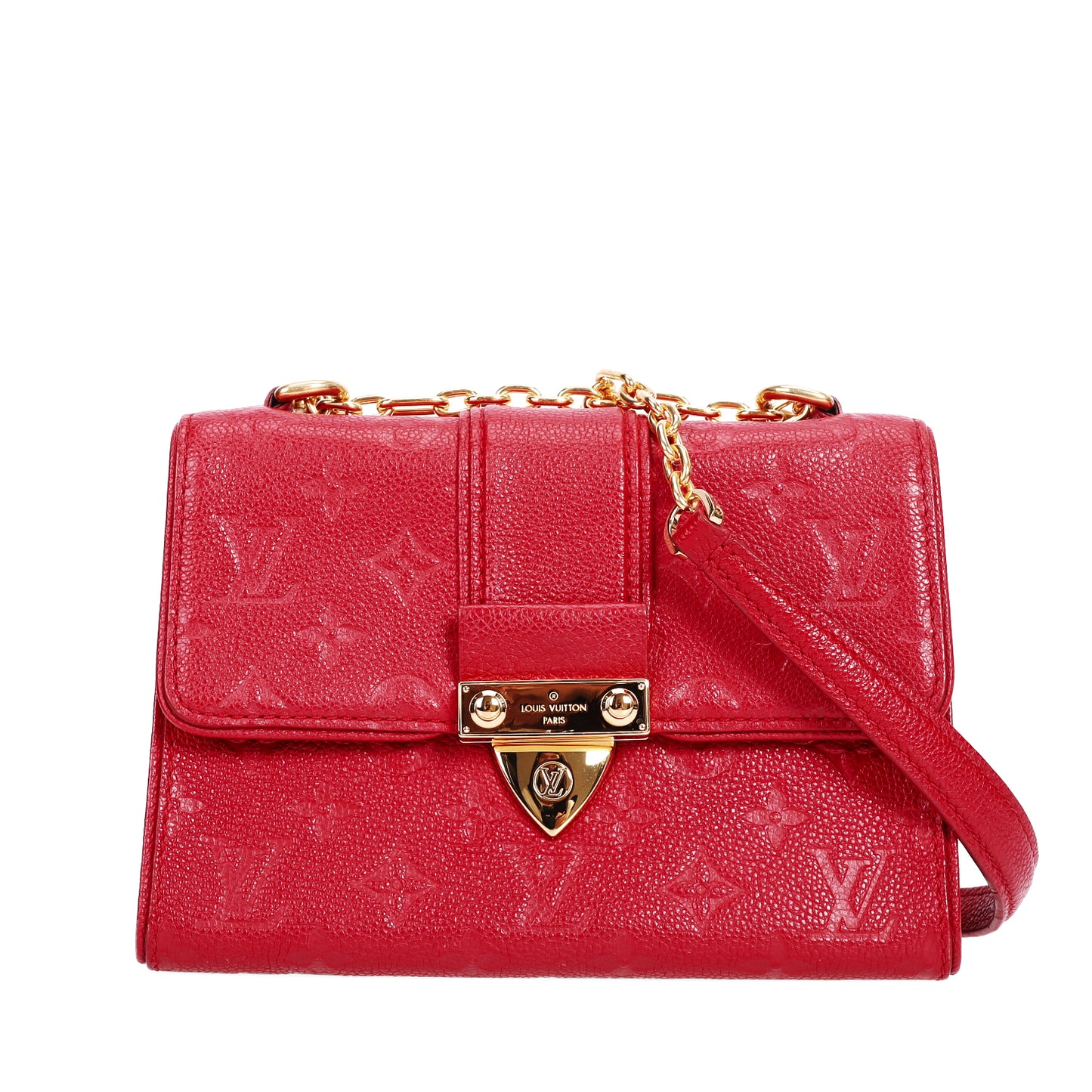 Pre-Owned Louis Vuitton Saint Sulpice Red Monogram Calfskin Leather Shoulder Bag 97733037