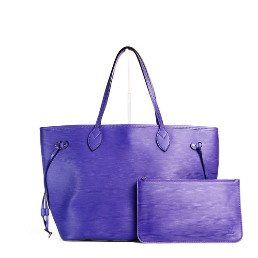 Pre-Owned Louis Vuitton Neverfull MM Purple Epi Calfskin Shoulder Bag 98691371