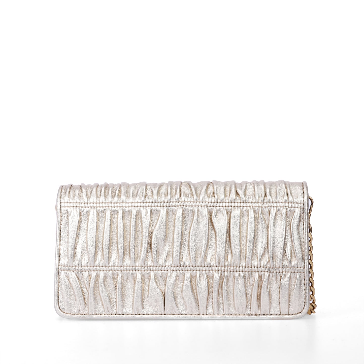 Pre-Owned Prada Gaufre Small Gold Calfskin Wallet 99316959