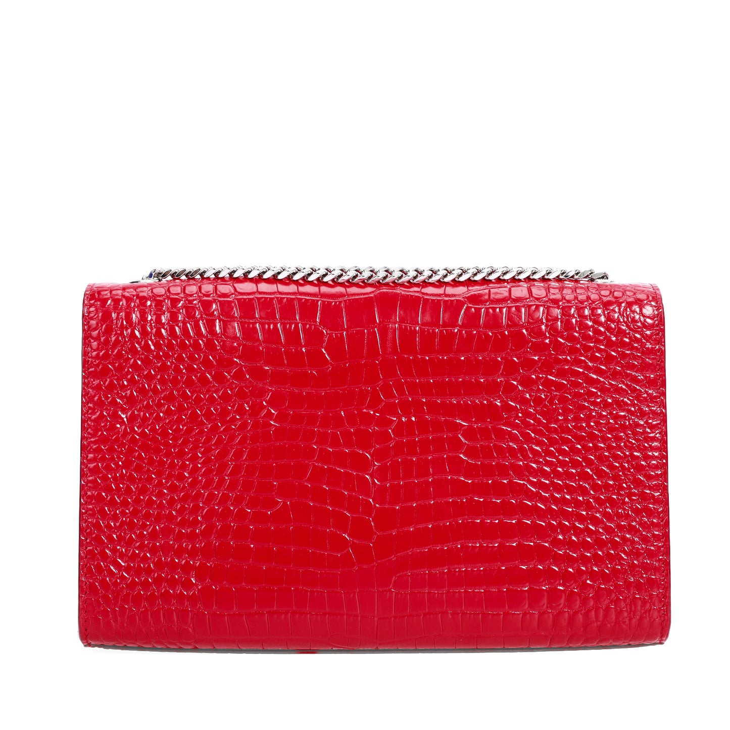 Pre-Owned Saint Laurent Kate Red Croc-Embossed Calfskin Shoulder Bag 11019825L