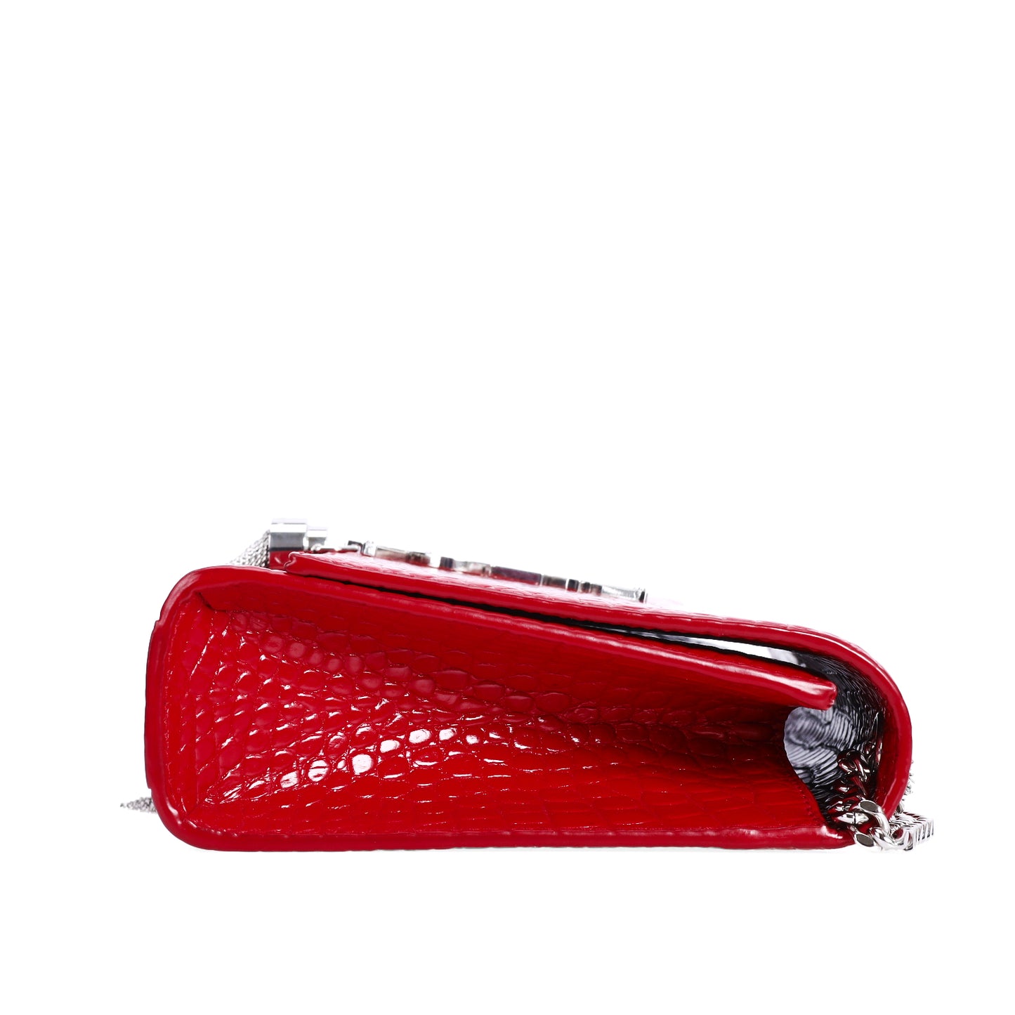 Pre-Owned Saint Laurent Kate Red Croc-Embossed Calfskin Shoulder Bag 11019825L