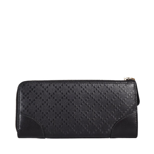 Pre-owned  Gucci Zip GG  Black Calfskin Long Wallet  11211489
