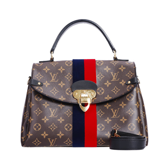 Pre-Owned Louis Vuitton Georges Brown Monogram With Red and Blue Stripe Coated Canvas Shoulder Bag 11311729