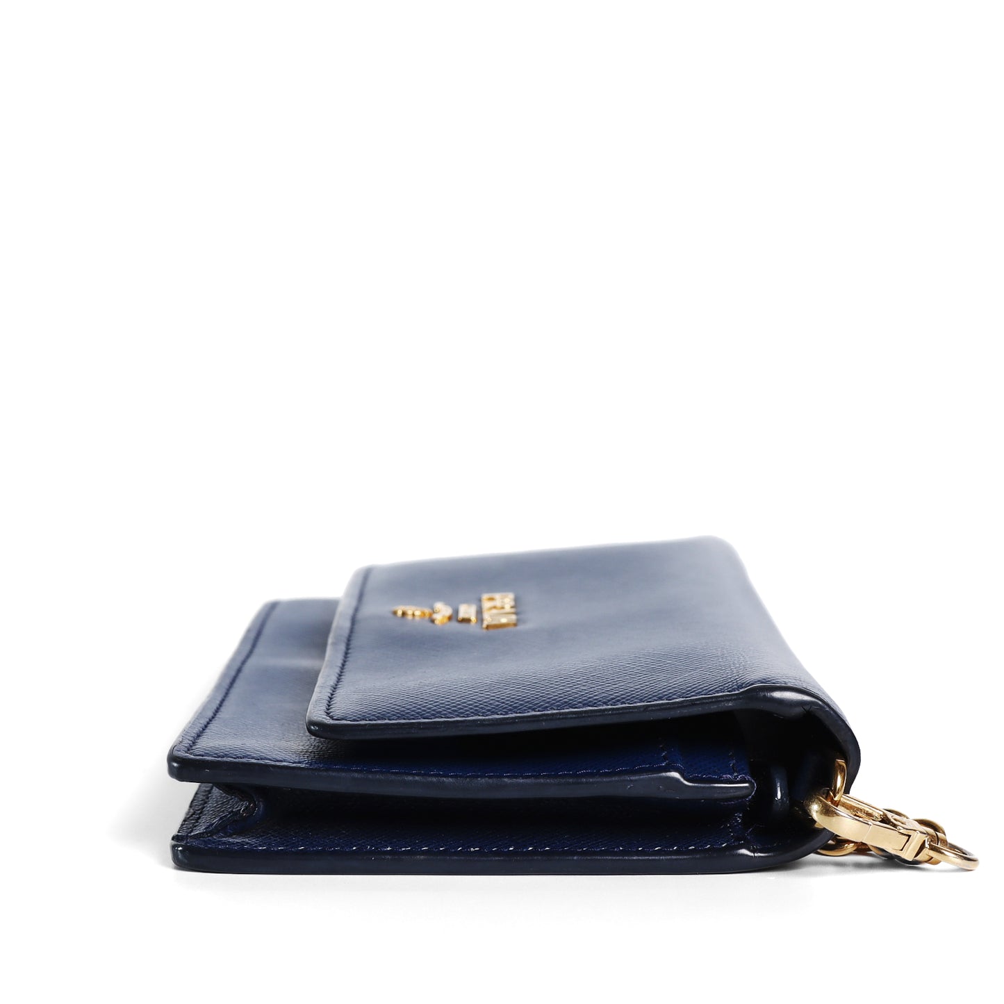 Pre-Owned Prada Chain Wallet Navy Blue calfskin Wallet 11506083