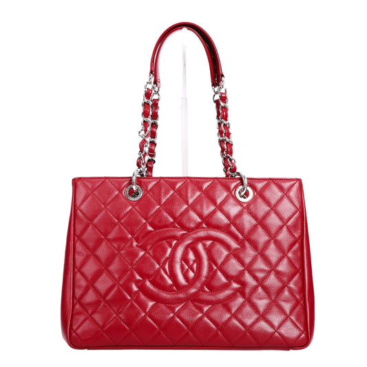 Pre-Owned Chanel Red Caviar Leather Grand Shopping Shoulder Bag 11757202