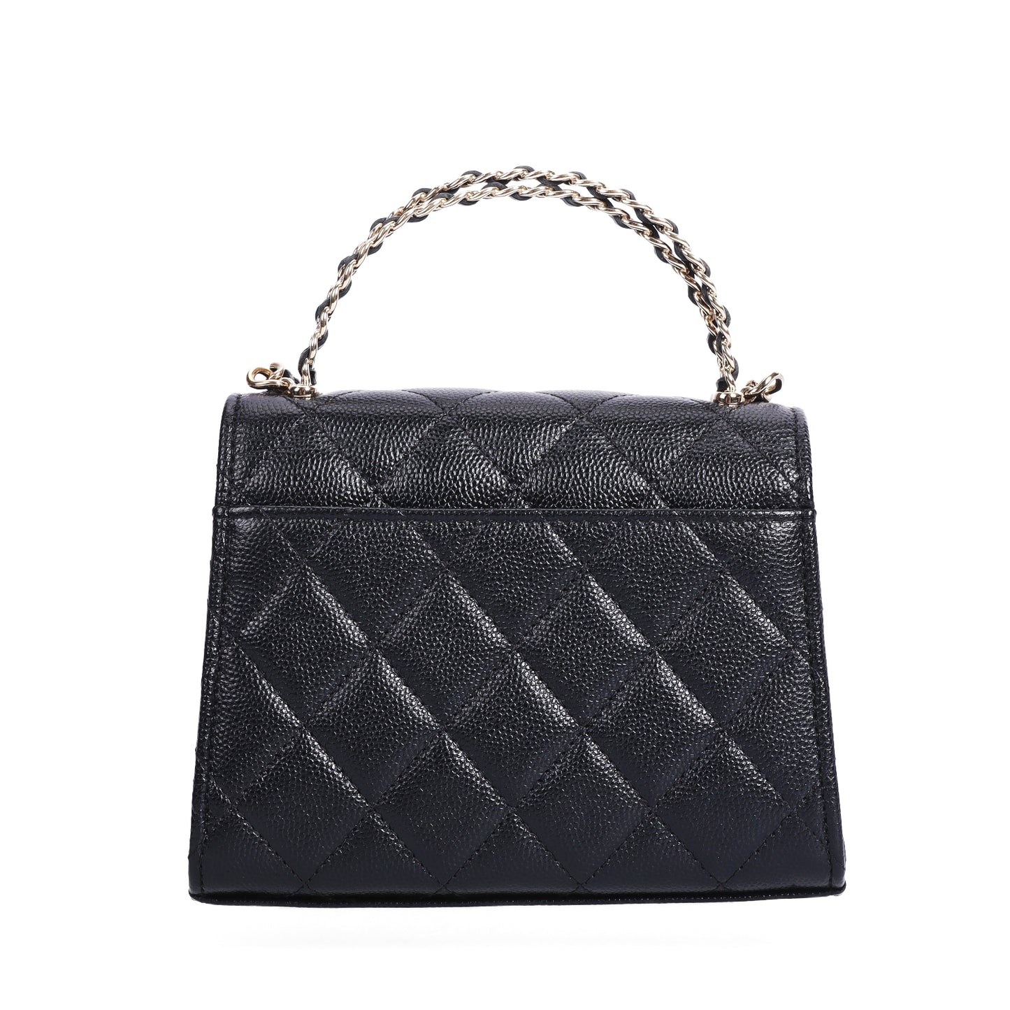 Pre-Owned Chanel 23P Black Quilted Caviar Calfskin Leather Wallet On Chain 12007592