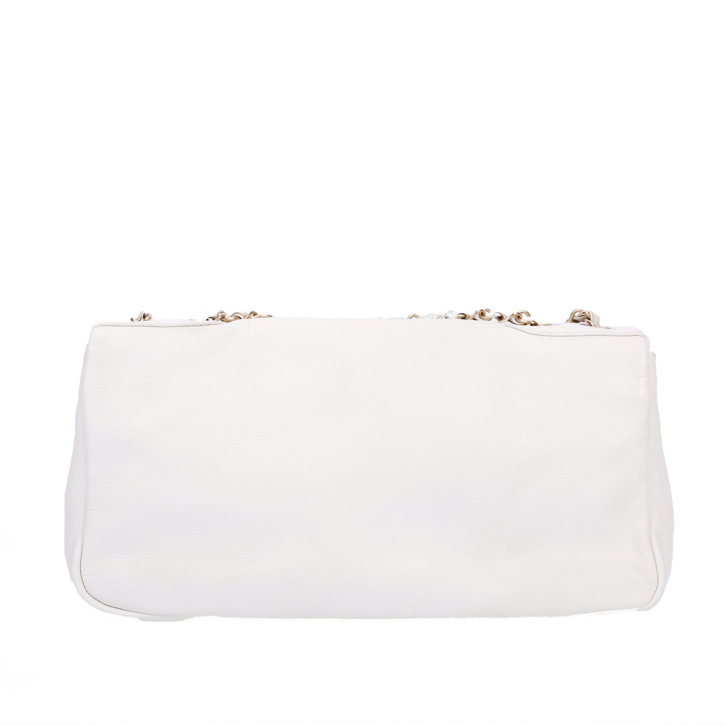 Pre-Owned Chanel Cube Studs White Calfskin Shoulder Bag 12366113 L
