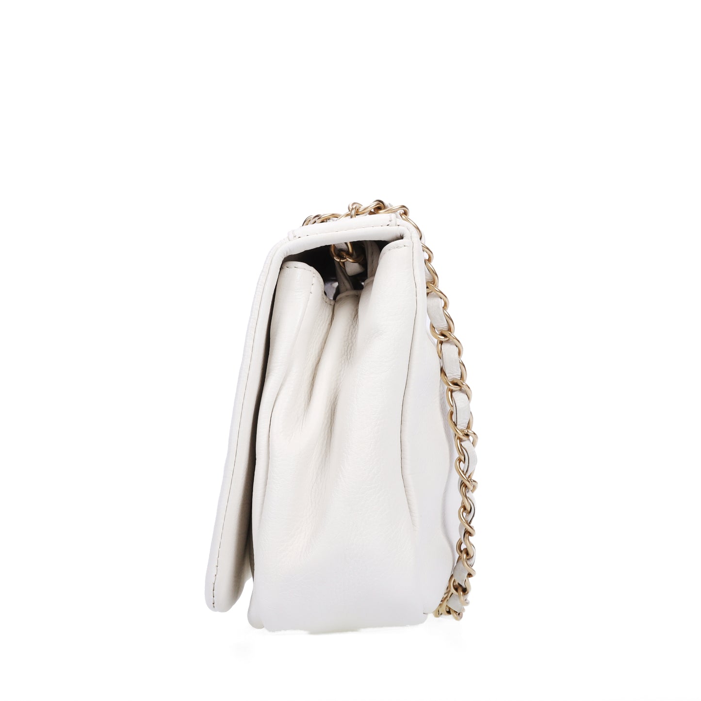 Pre-Owned Chanel Cube Studs White Calfskin Shoulder Bag 12366113 L