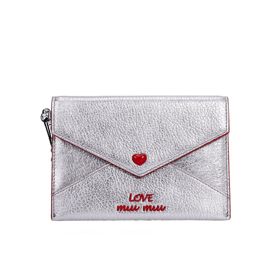 Pre-Owned Miu Miu Madras Love Silver Goatskin Wallet 12512587