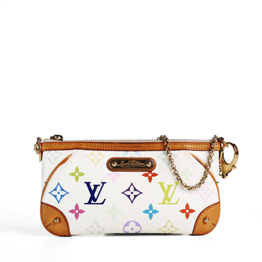 Pre-Owned Louis Vuitton Milla MM Pochette Murakami White Monogram Multicolore Coated Canvas Shoulder Bag 12705931