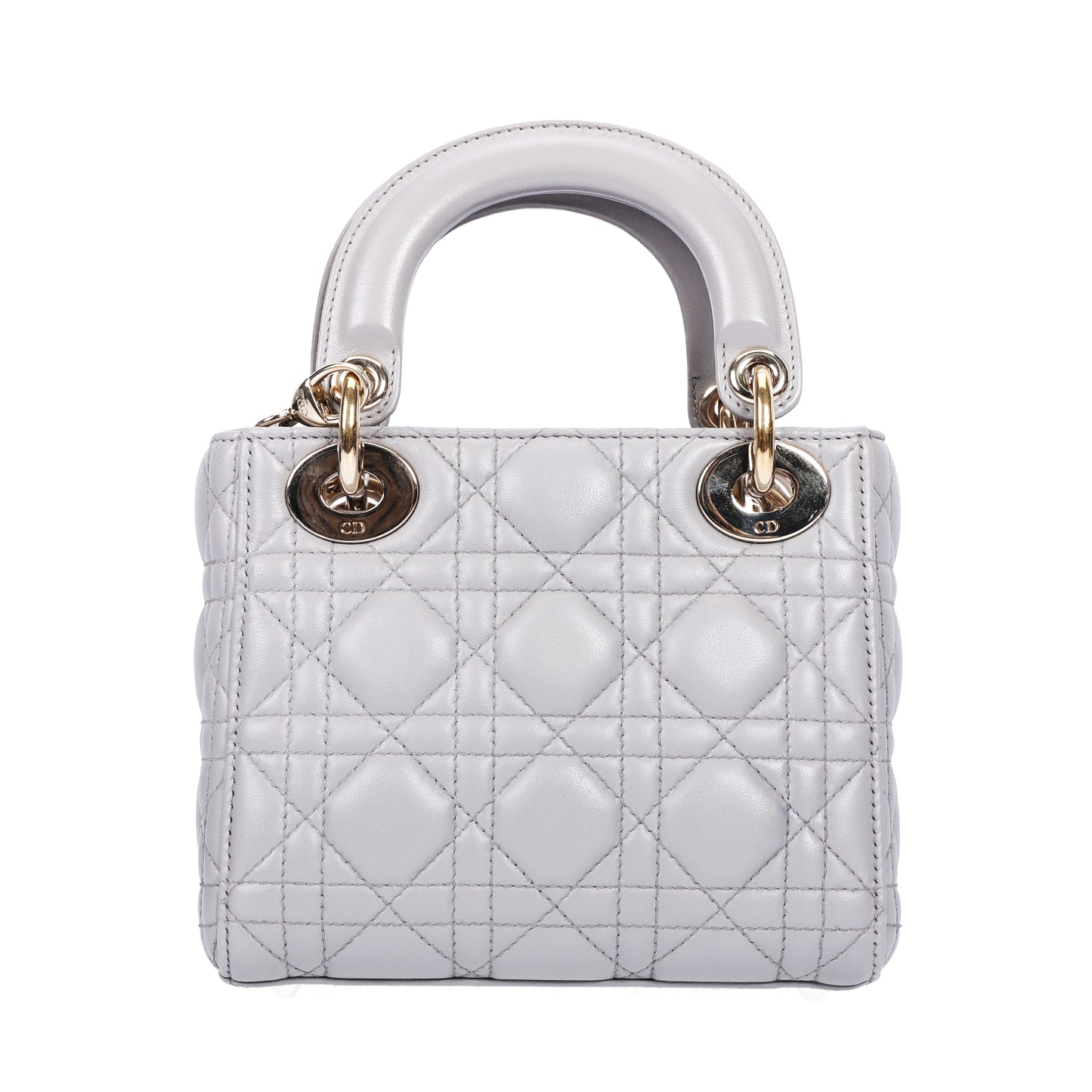 Pre-Owned Christian Dior Lady Dior Grey Calfskin Shoulder Bag 12758717 L