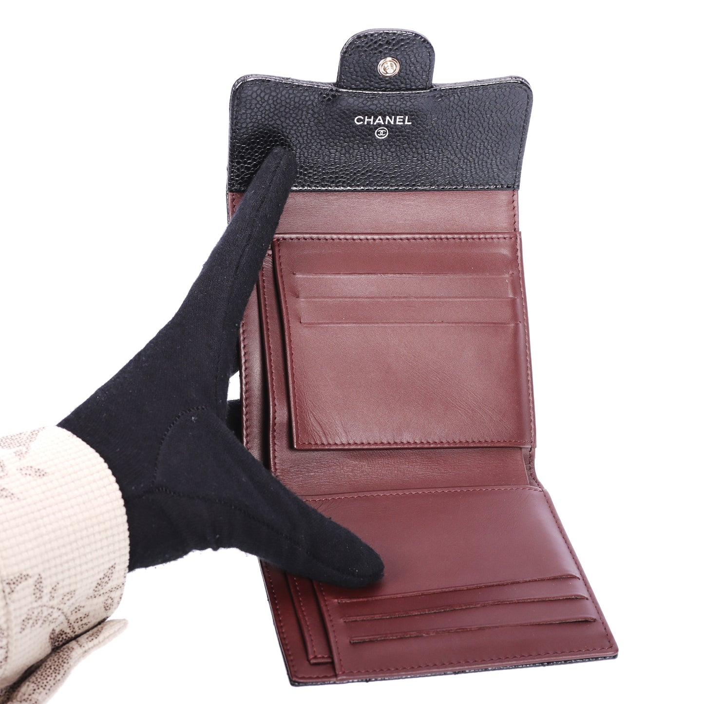 Pre-Owned Chanel Classic Flap Black Caviar Calfskin Wallet 13233733 L