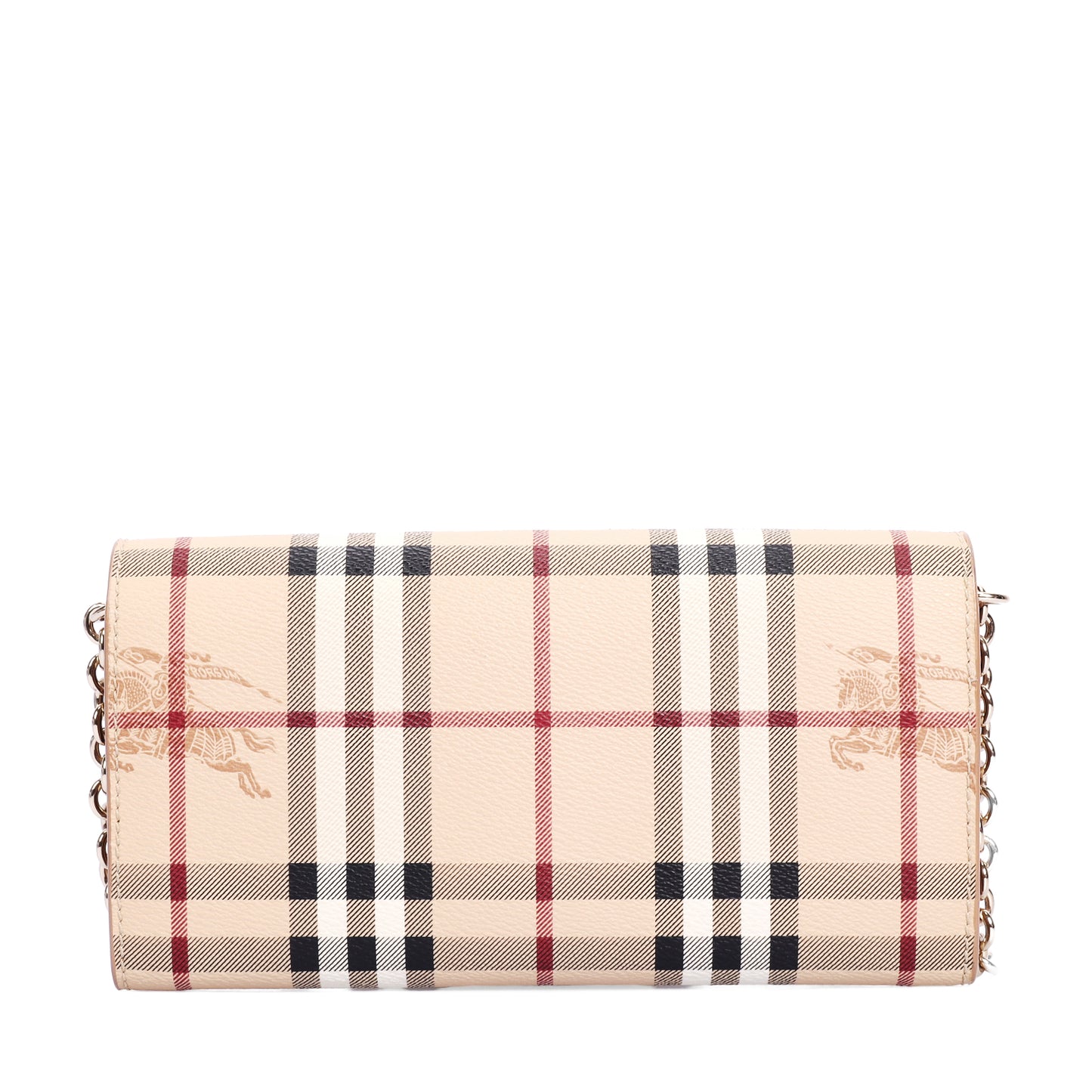 Pre-Owned Burberry Haymarket Check Beige Coated Canvas Wallet on Chain 13491637