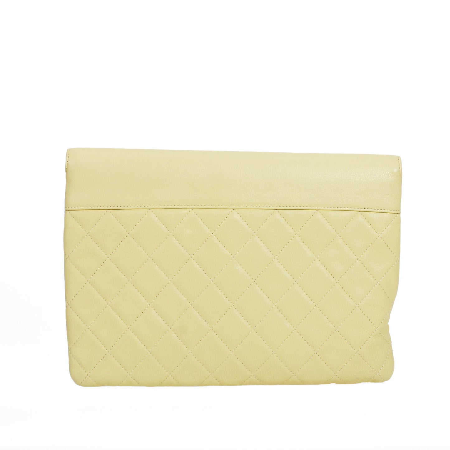 Pre-Owned Chanel Yellow Quilted Lambskin Flap Clutch 14495966