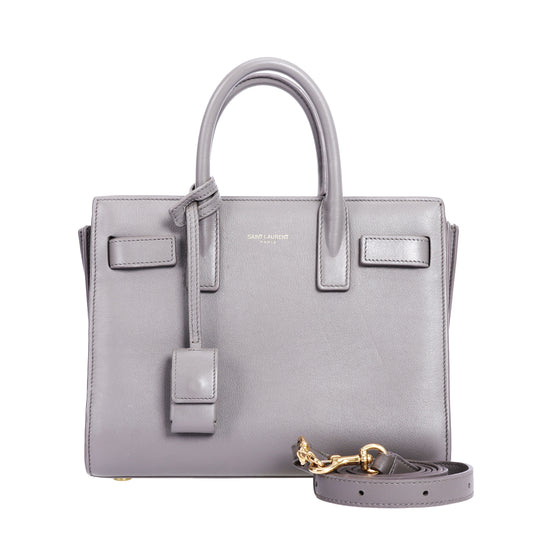 Pre-Owned Saint Laurent Sac De Jour Gray Calfskin Leather Shoulder Bag 15591069