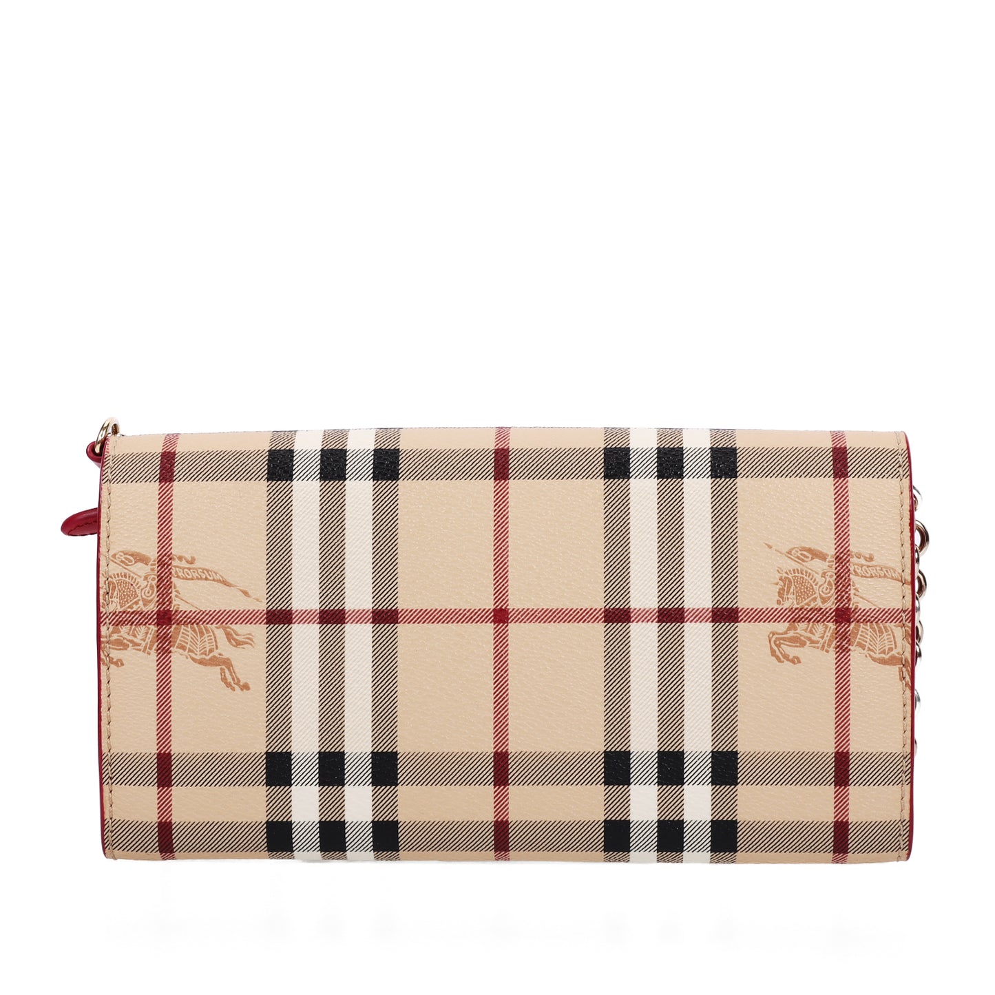 Pre-Owned Burberry Haymarket Check Beige Coated Canvas Wallet on Chain 16022426