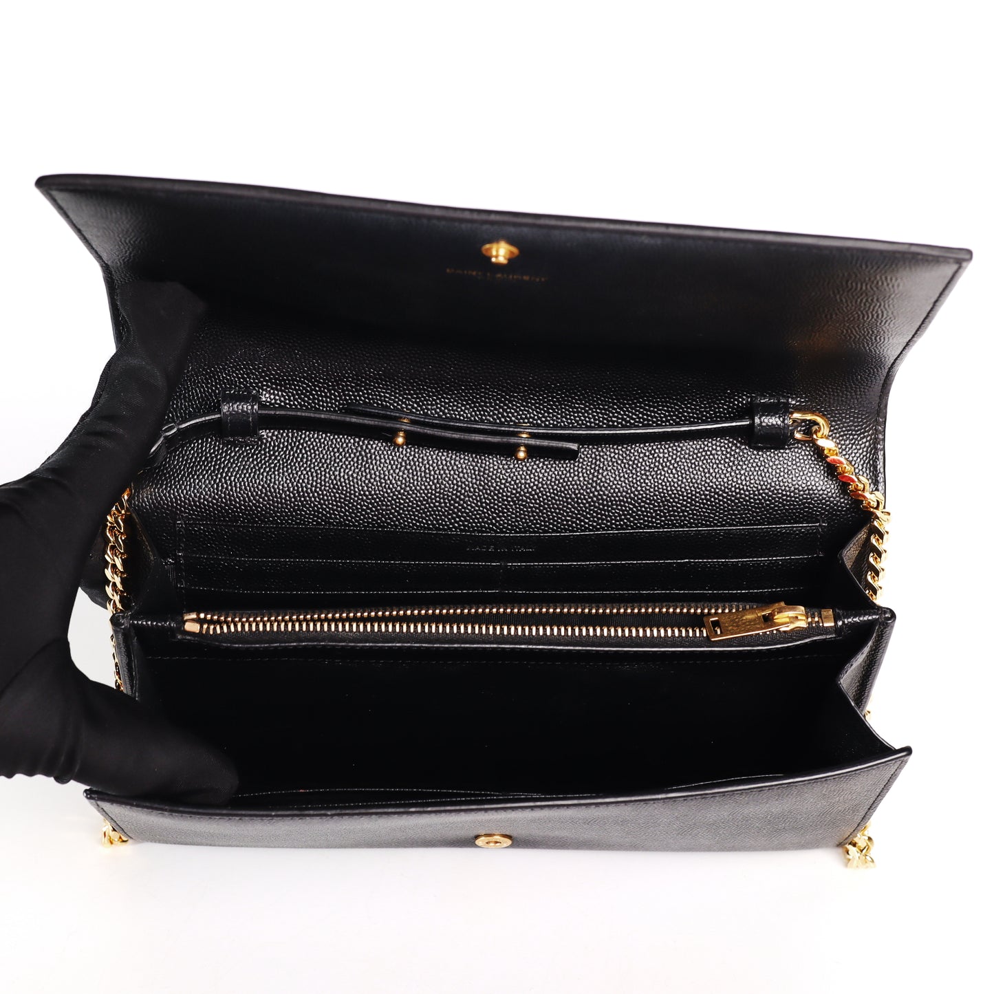 Pre-Owned Saint Laurent Kate Black Calfskin  Wallet on Chain 18055671