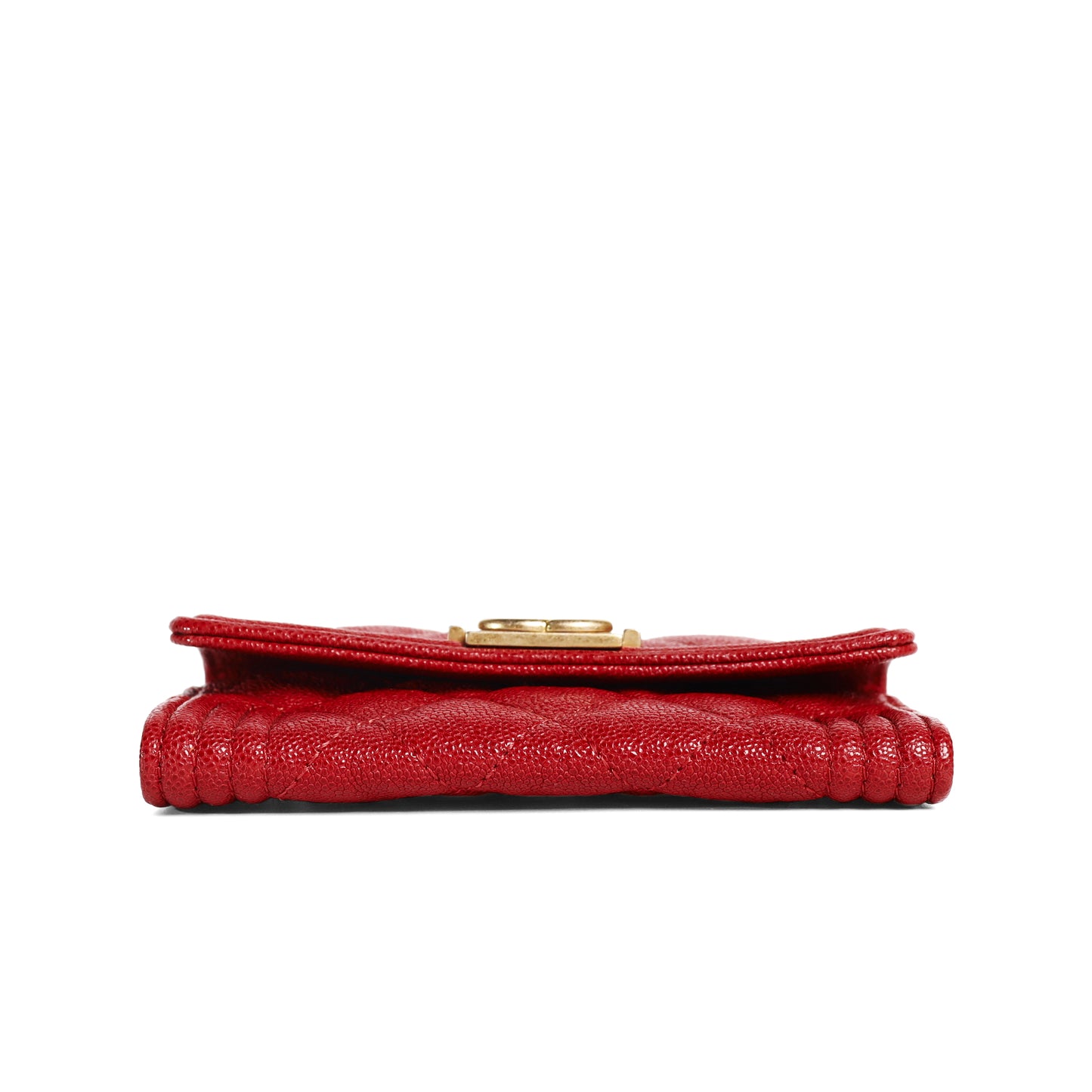 Pre-Owned Chanel Boy Red Caviar Leather Small Wallet  18293001