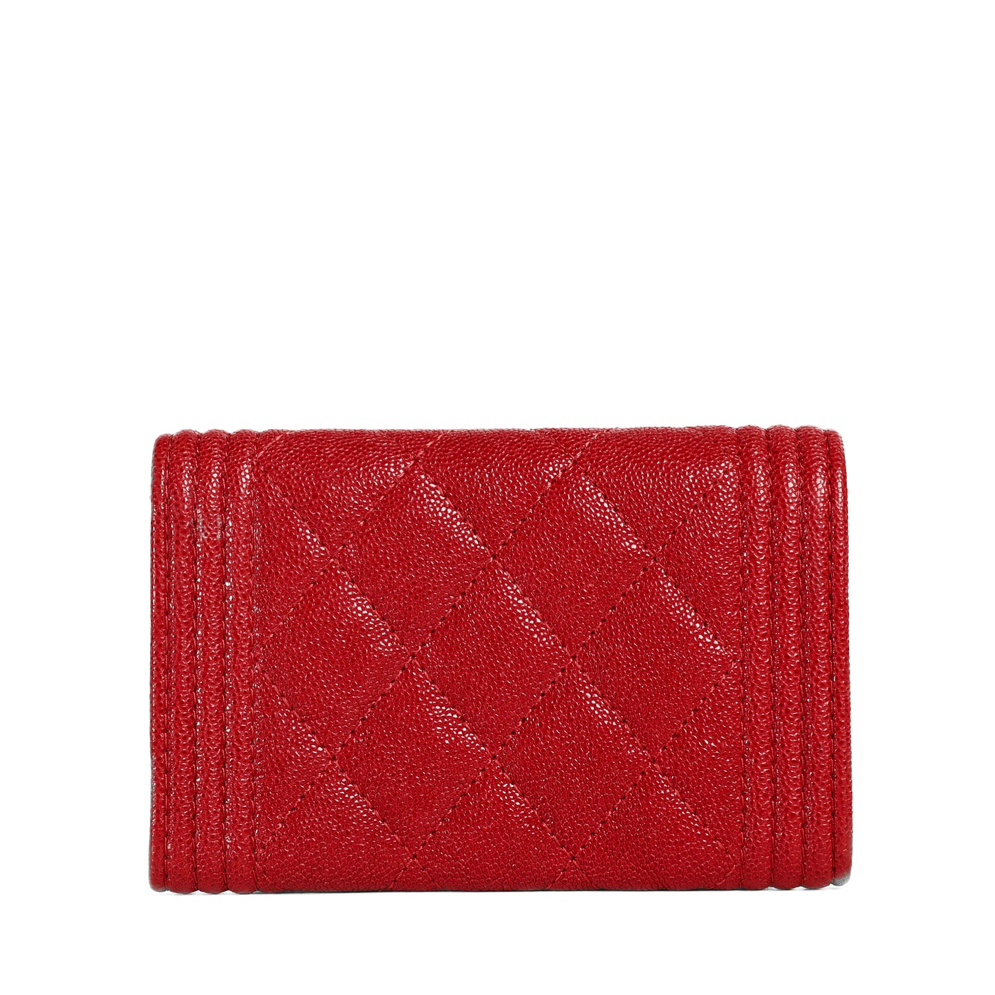 Pre-Owned Chanel Boy Red Caviar Leather Small Wallet  18293001