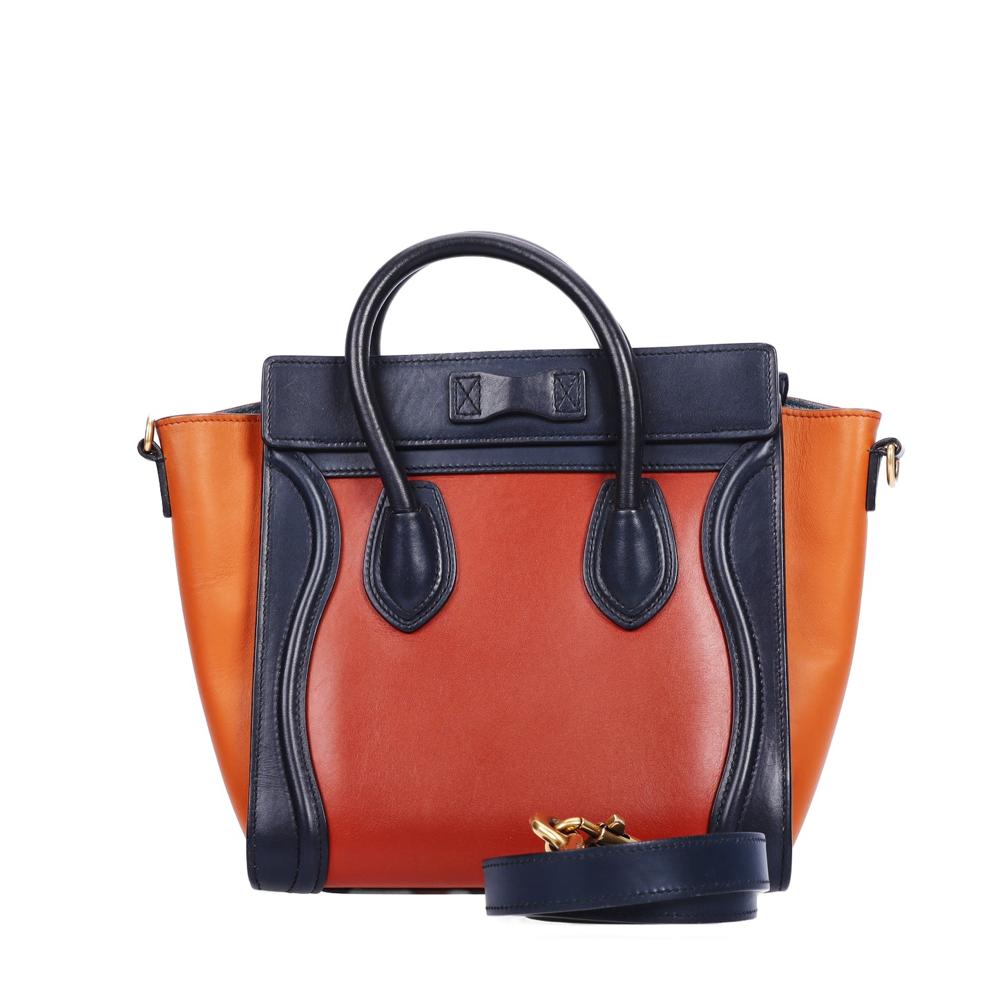 Pre-Owned Celine Luggage Nano Orange Calfskin Crossbody Bag 18521649