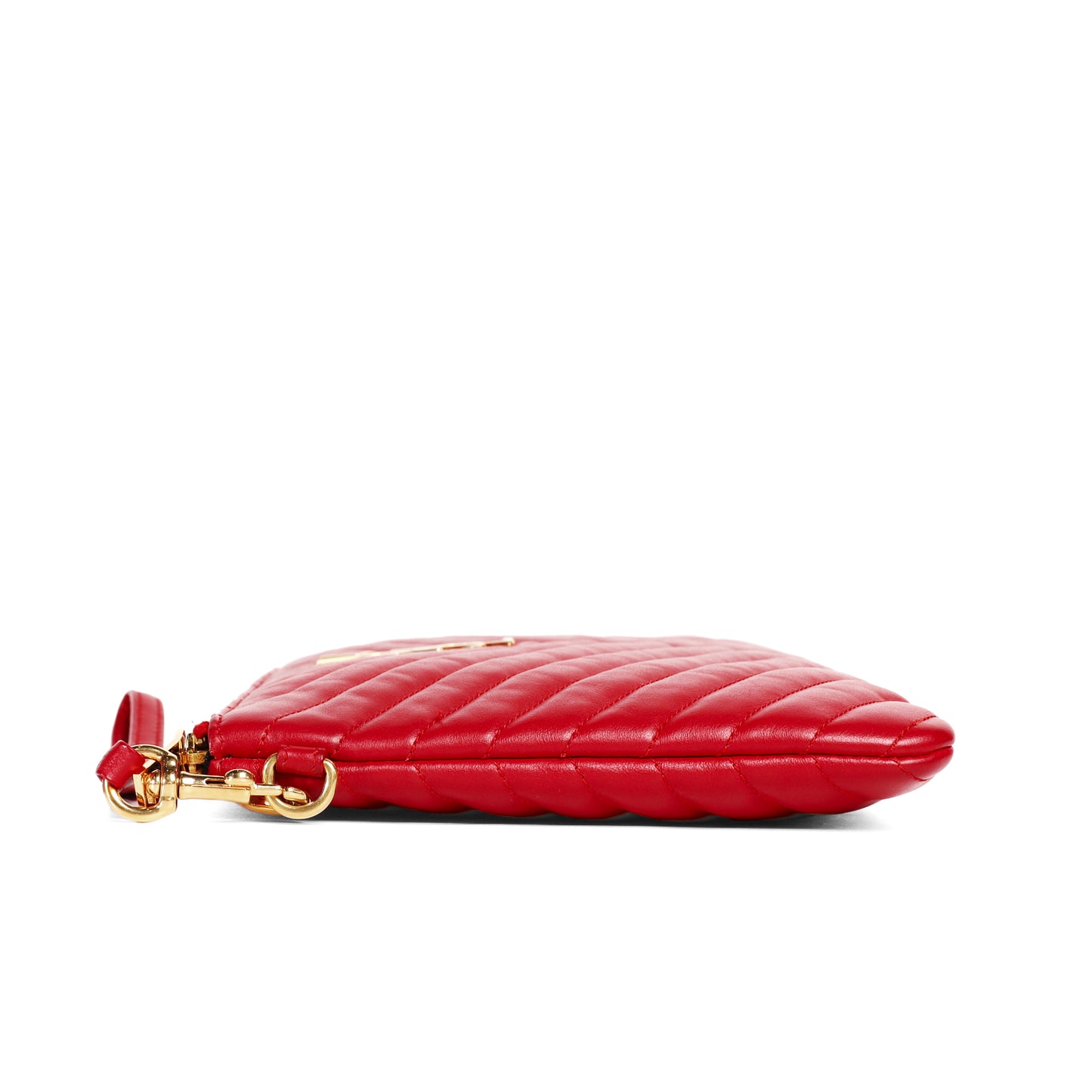 Pre-Owned Saint Laurent Monogram Red Chevron Quilted Calfskin Leather Wristlet 18623974