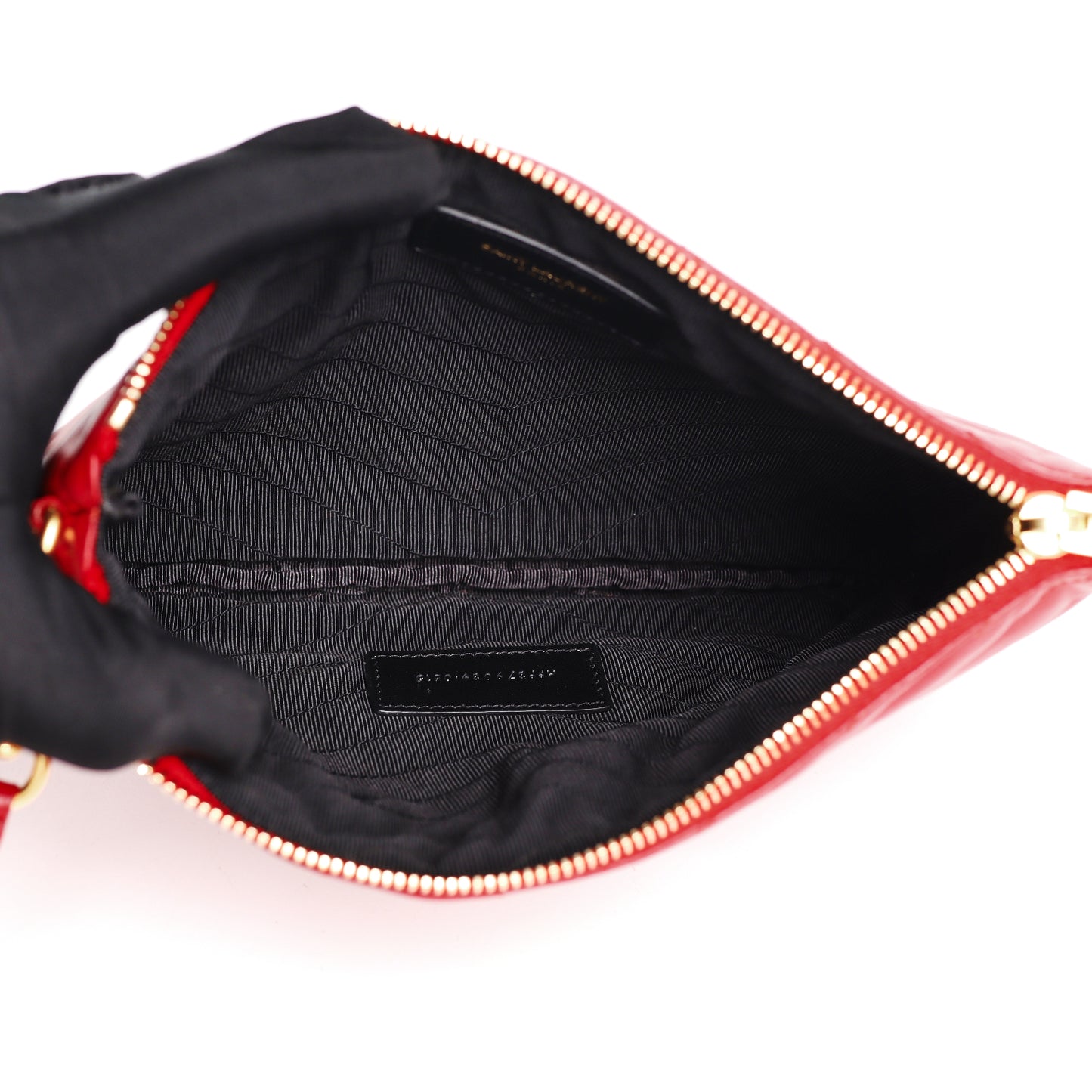 Pre-Owned Saint Laurent Monogram Red Chevron Quilted Calfskin Leather Wristlet 18623974