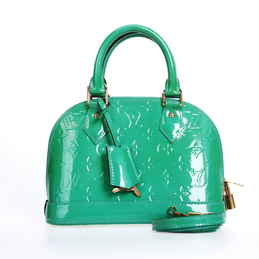 Pre-Owned Louis Vuitton Alma BB Green Patent Leather Shoulder Bag 19387742