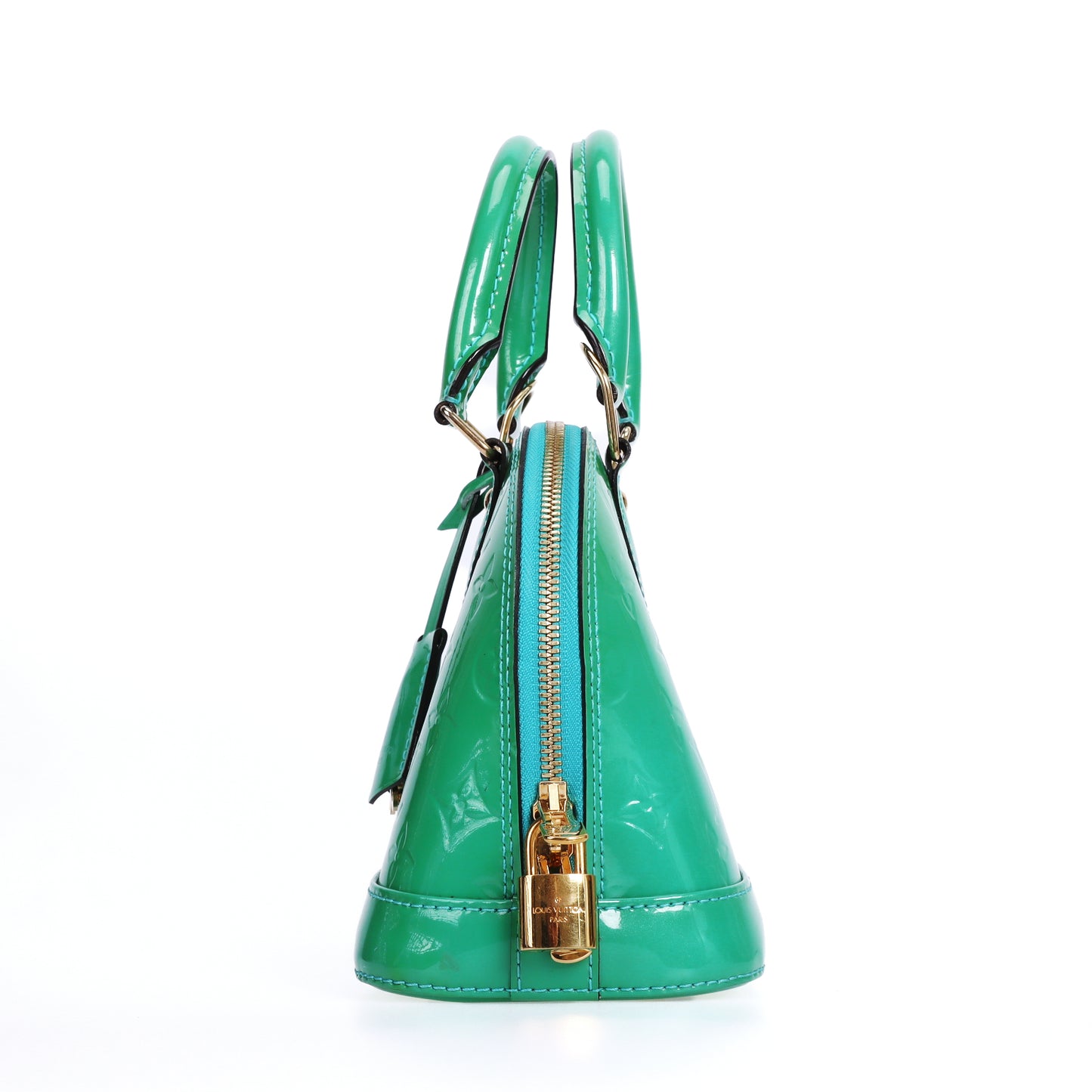 Pre-Owned Louis Vuitton Alma BB Green Patent Leather Shoulder Bag 19387742