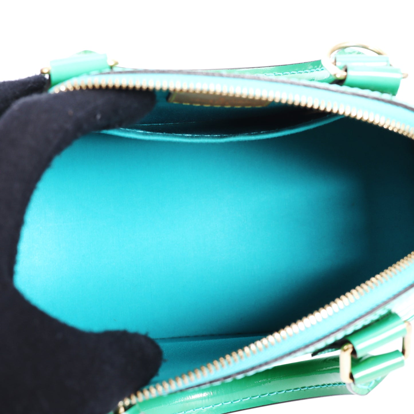 Pre-Owned Louis Vuitton Alma BB Green Patent Leather Shoulder Bag 19387742