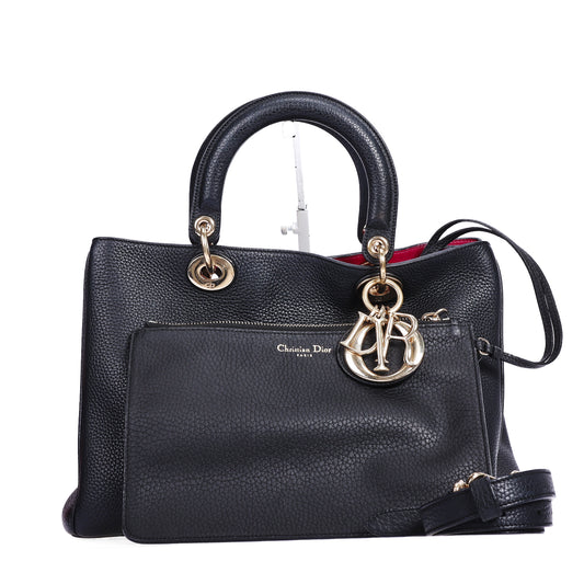 Pre-Owned Christian Dior Diorissimo Black Calfskin Leather Shoulder Bag 20092751