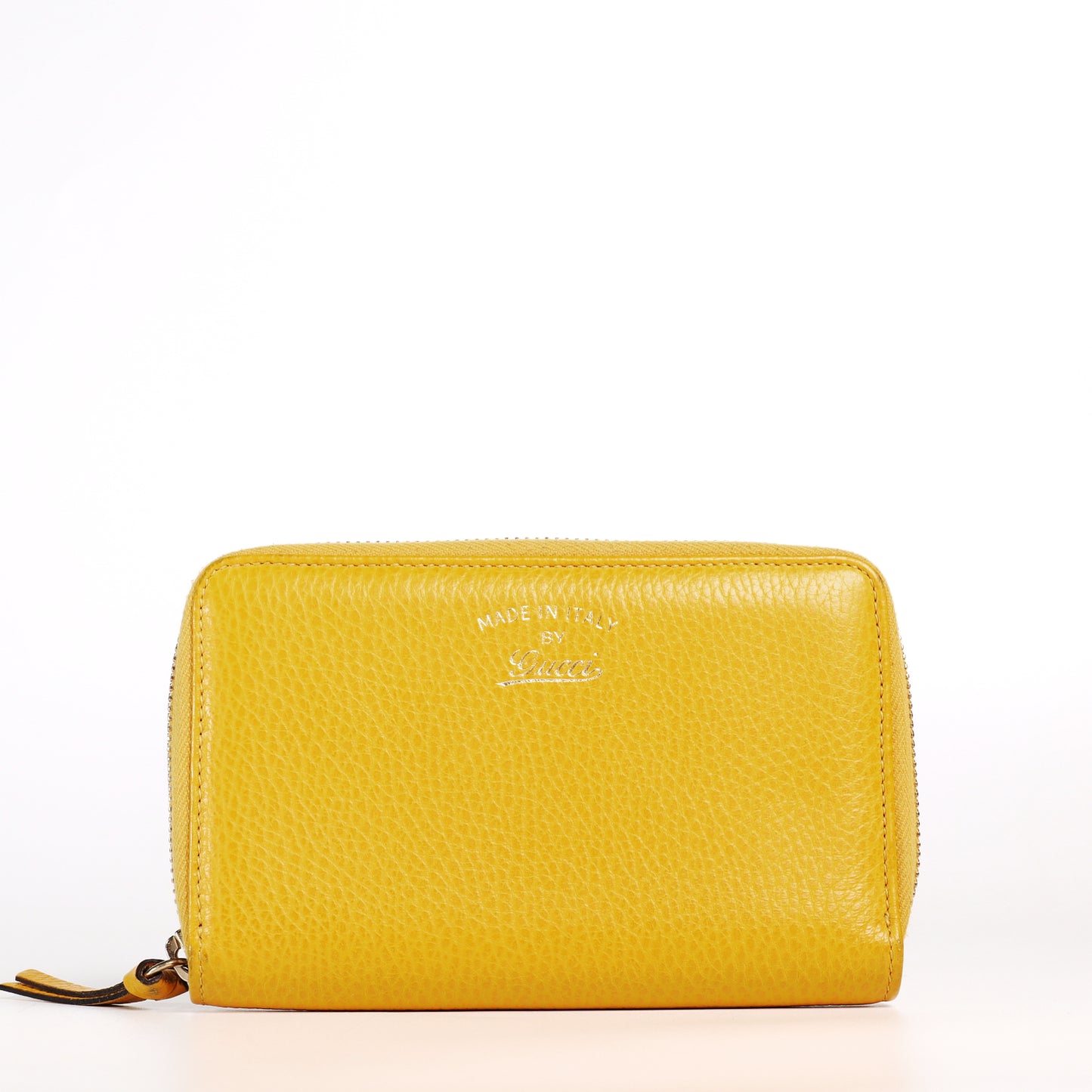 Pre-Owned Gucci Yellow Grained Calfskin Zip-Around Wallet 20211245