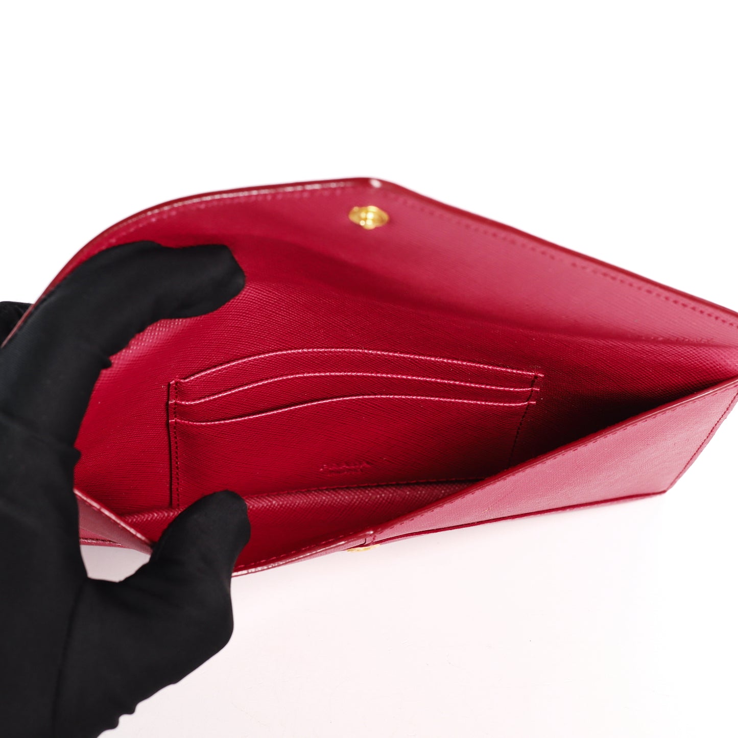 Pre-Owned Prada Saffiano Red Calfskin Envelope Wallet 20265723