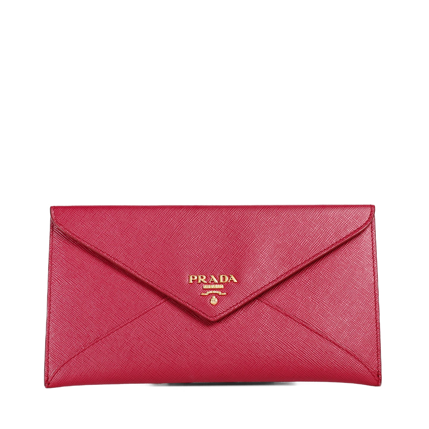 Pre-Owned Prada Saffiano Red Calfskin Envelope Wallet 20265723