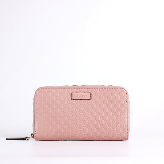 Pre-Owned Gucci Guccissima Pink Calfskin Zip-Around Long Wallet 20872270