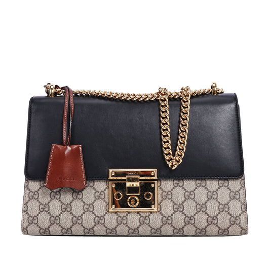 Pre-Owned Gucci Padlock GG Supreme Beige Coated Canvas Shoulder Bag 21992284