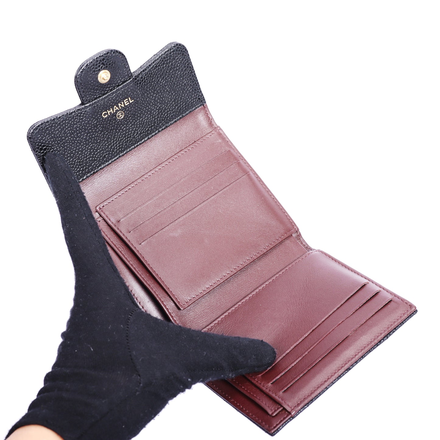 Pre-Owned Chanel Classic Flap Black Calfskin Wallet 22147331