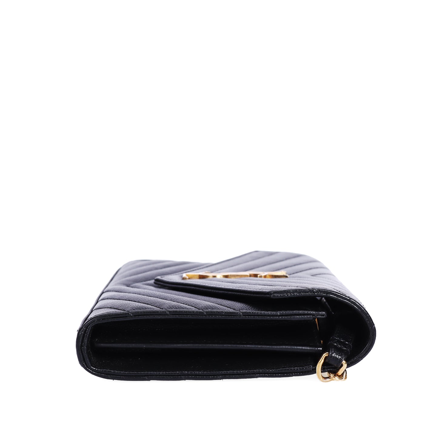 Pre-Owned Saint Laurent LE Monogram Black Calfskin Leather Wallet on Chain 22732282