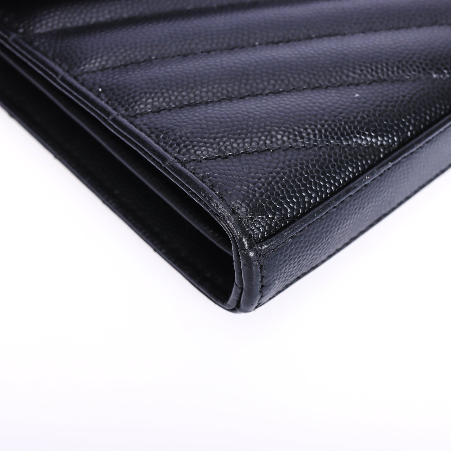 Pre-Owned Saint Laurent LE Monogram Black Calfskin Leather Wallet on Chain 22732282