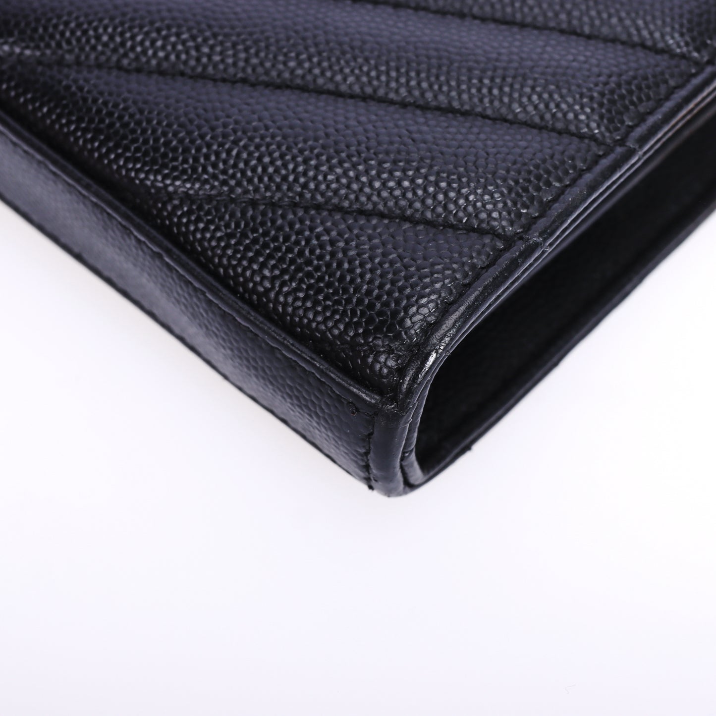 Pre-Owned Saint Laurent LE Monogram Black Calfskin Leather Wallet on Chain 22732282