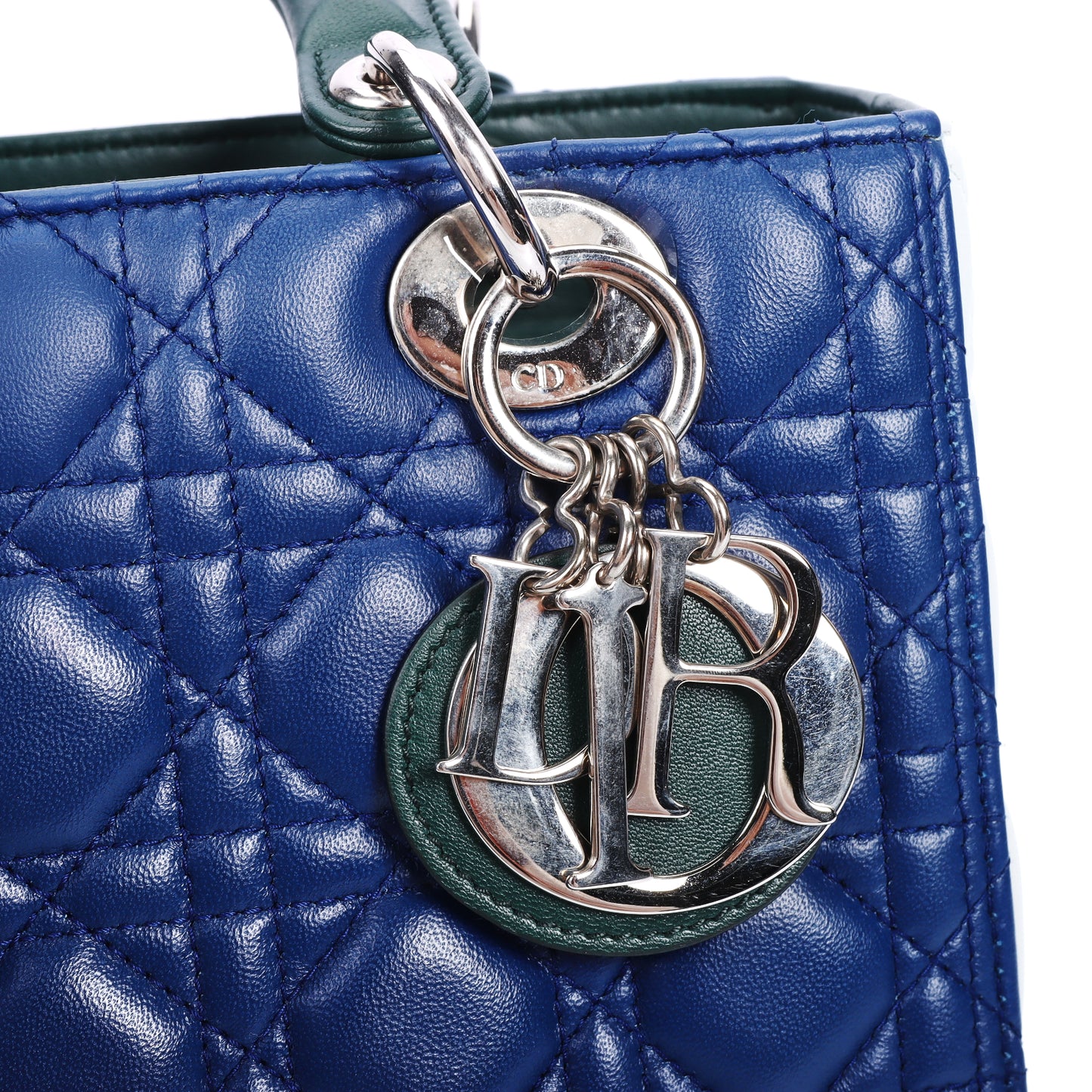 Pre-Owned Dior Lady Dior Medium Size Blue Cannage Lambskin Shoulder Bag  22813181 c