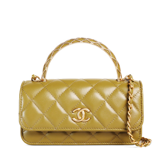 Pre-owned CHANEL Green Lambskin Crossbody Bags 23379375 L