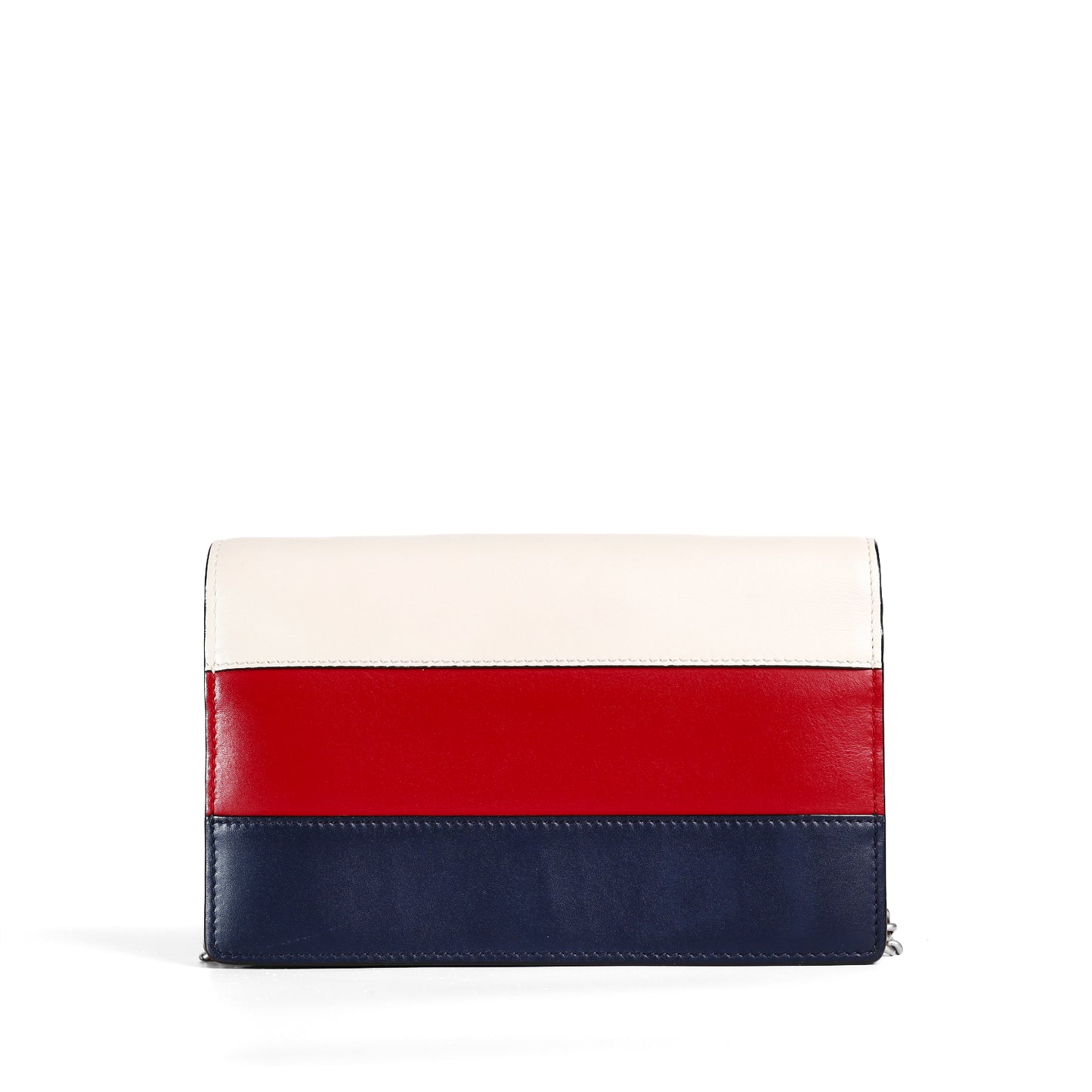 Pre‑Owned Gucci Queen Margaret Bee Off‑White / Red & Navy Calfskin Wallet on Chain 26232151