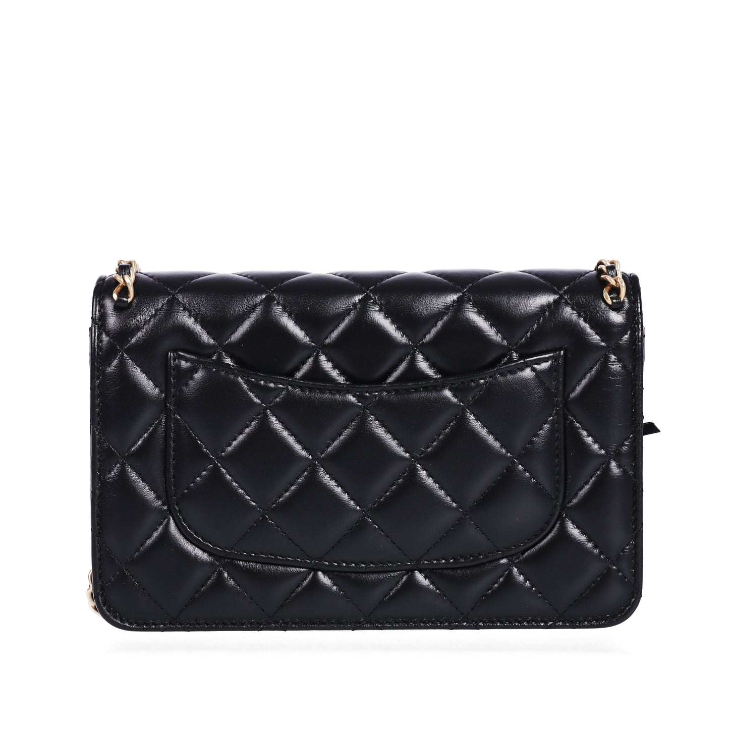 Pre-Owned Chanel Black Lambskin Classic Wallet On Chain 26421238 L