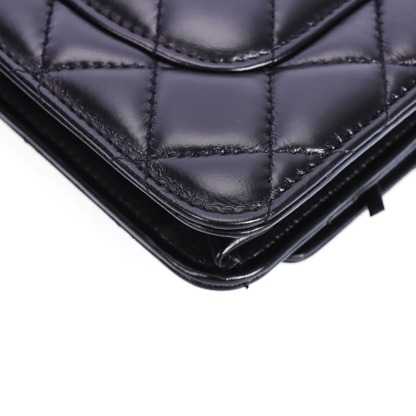 Pre-Owned Chanel Black Lambskin Classic Wallet On Chain 26421238 L