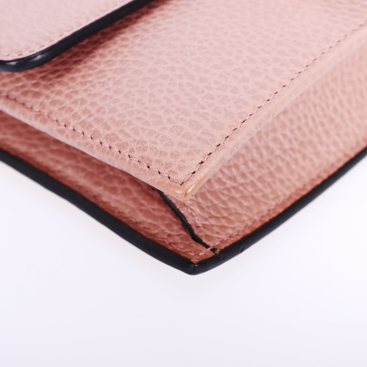 Pre-Owned Gucci Interlocking Pink Calfskin Leather Wallet on Chain 26808807 c