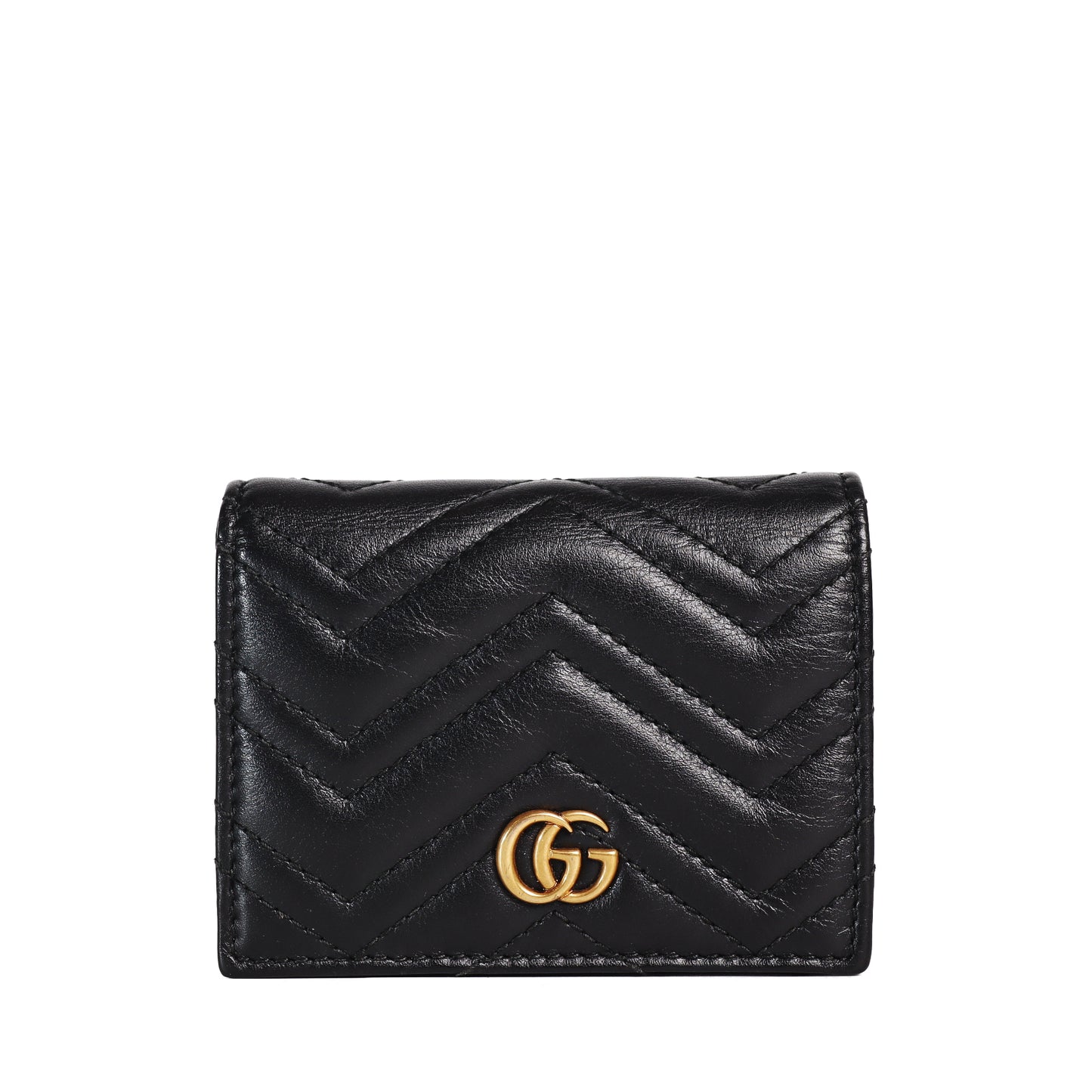 Pre-Owned Gucci Marmont Black Calfskin Wallet 27063562