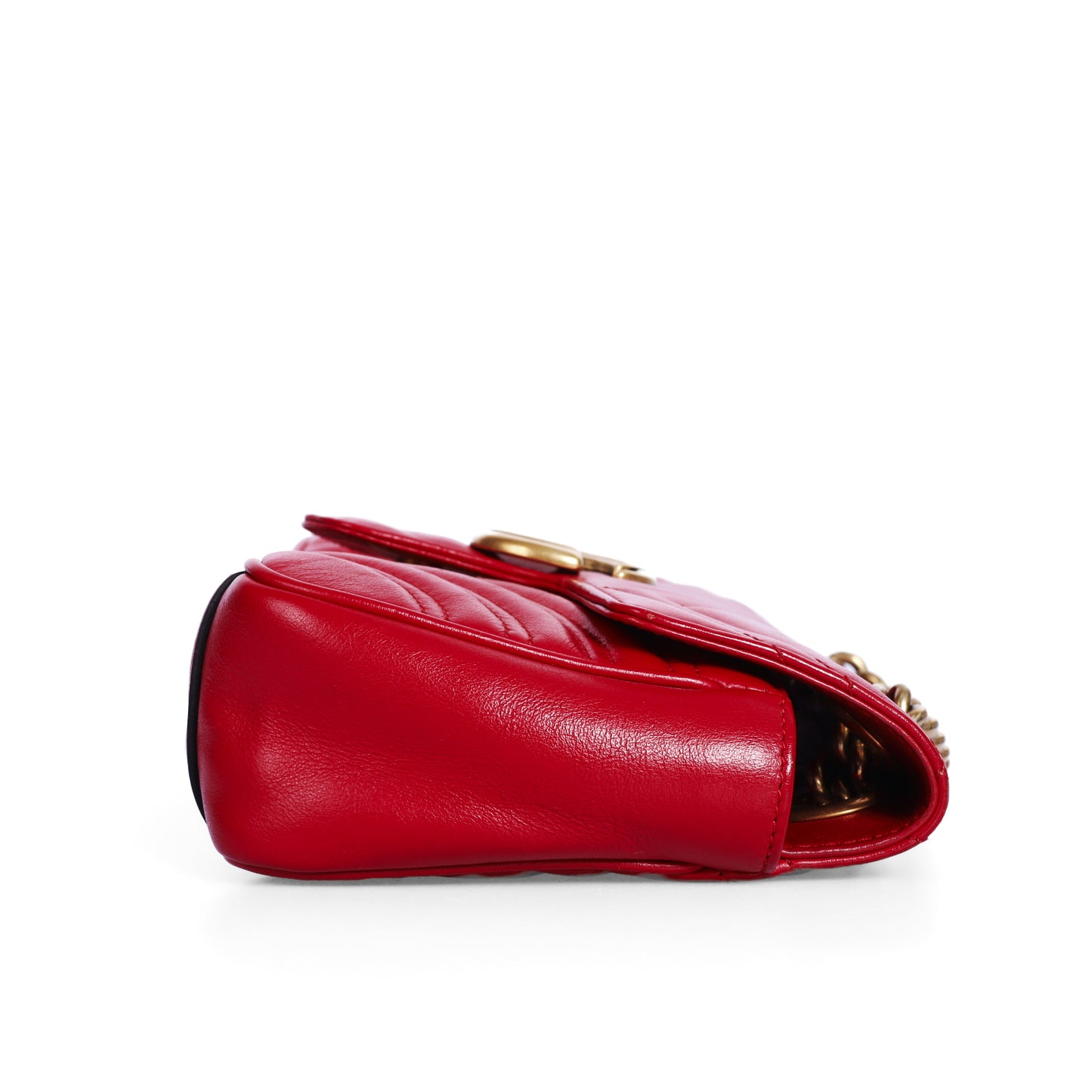 Pre-Owned Gucci GG Marmont Red Calfskin Shoulder Bag 29051589