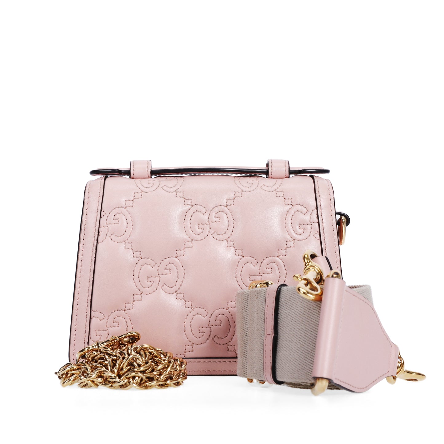 Pre-Owned Gucci  Matlase  GG Pink Quilted Calfskin Shoulder Bag 30849742 C