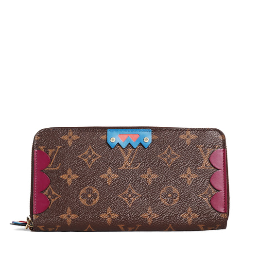 Pre-Owned Louis Vuitton Zip Around Monogram Brown Coated Canvas Wallet 33250315
