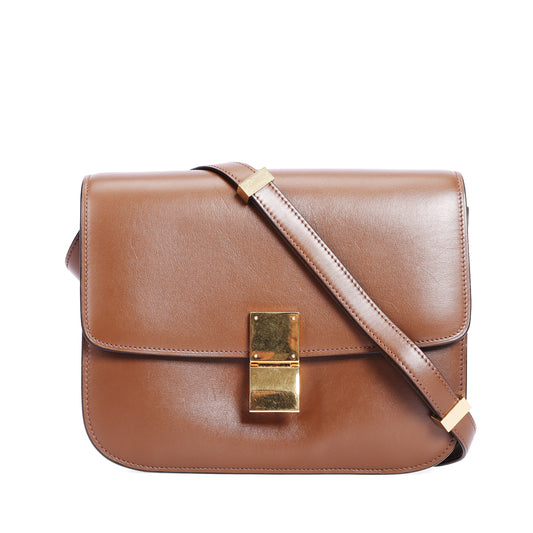 Pre-Owned Céline Brown Smooth Calfskin Leather Box Crossbody Bag 33846385